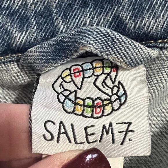 NWT Mens Salem7 Zumiez Light Wash Oversized Denim Jacket Y2K 90s - Picture 9 of 11